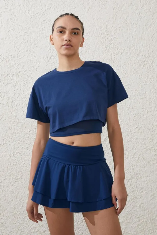 Cotton On Skirts Active Woven Ruffle Hem Skirt Navy Peony 8211 Women
