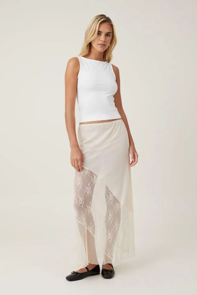 Cotton On Skirts Lace Panel Maxi Skirt Coconut 8211 Women