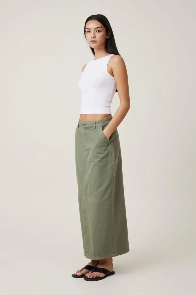 Cotton On Skirts Ryder Utility Maxi Skirt Khaki 8211 Women