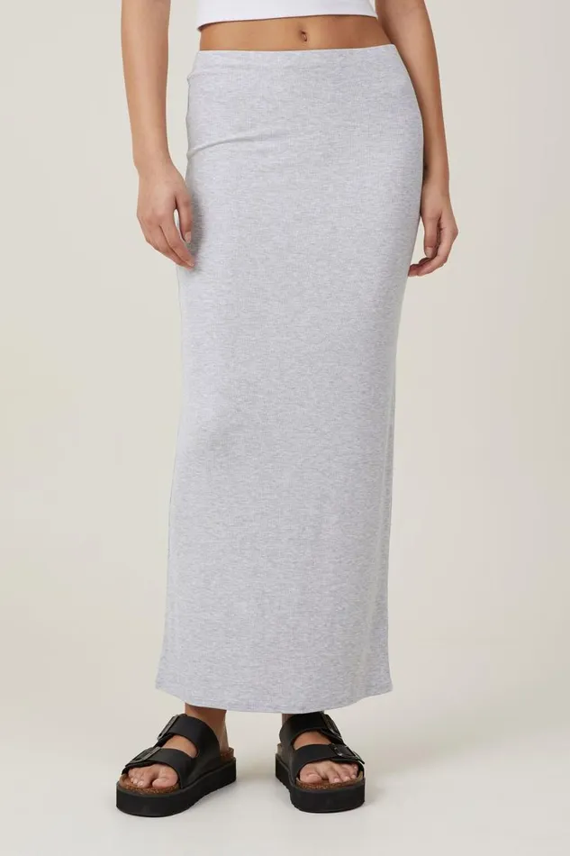 Cotton On Skirts Staple Rib Maxi Skirt Grey Marle 8211 Women