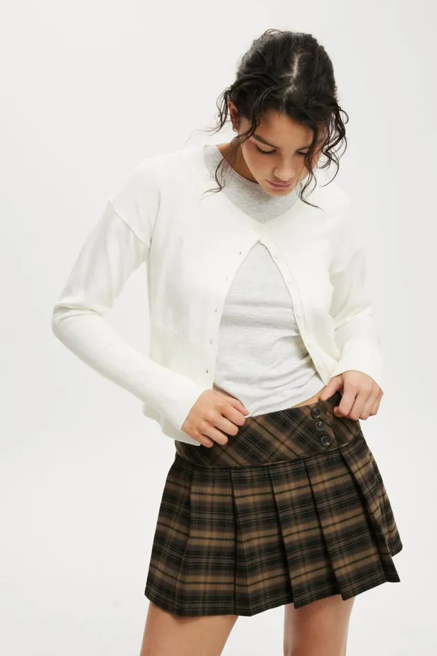 Cotton On Skirts Wren Pleated Mini Skirt Fallon Check Brown 8211 Women