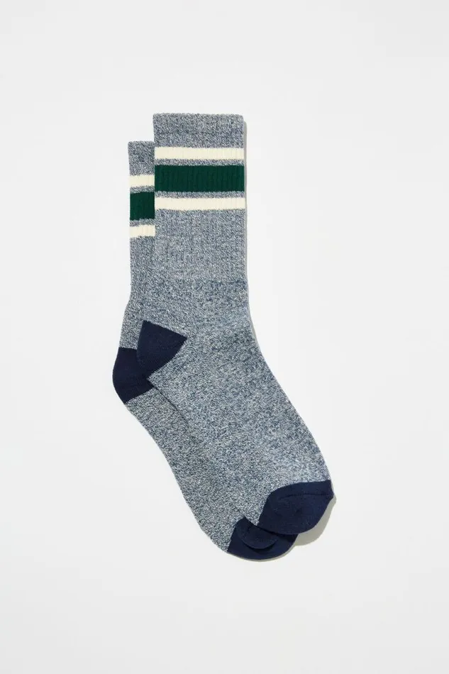 Cotton On Socks and Underwear Essential Sock Blue Melangewhitegreentriple Stripe 8211 Men