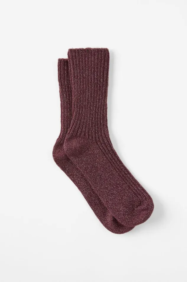 Cotton On Socks Fuzzy Lurex Crew Sock Sangriasilver 8211 Women