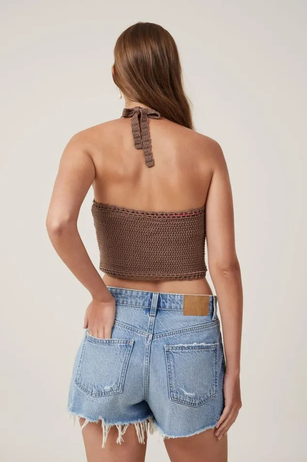 Cotton On SweatersandCardigans Crochet Scallop Halter Knit Mink Brown 8211 Women Cotton On SweatersandCardigans Crochet Scallop Halter Knit Mink Brown 8211 Women