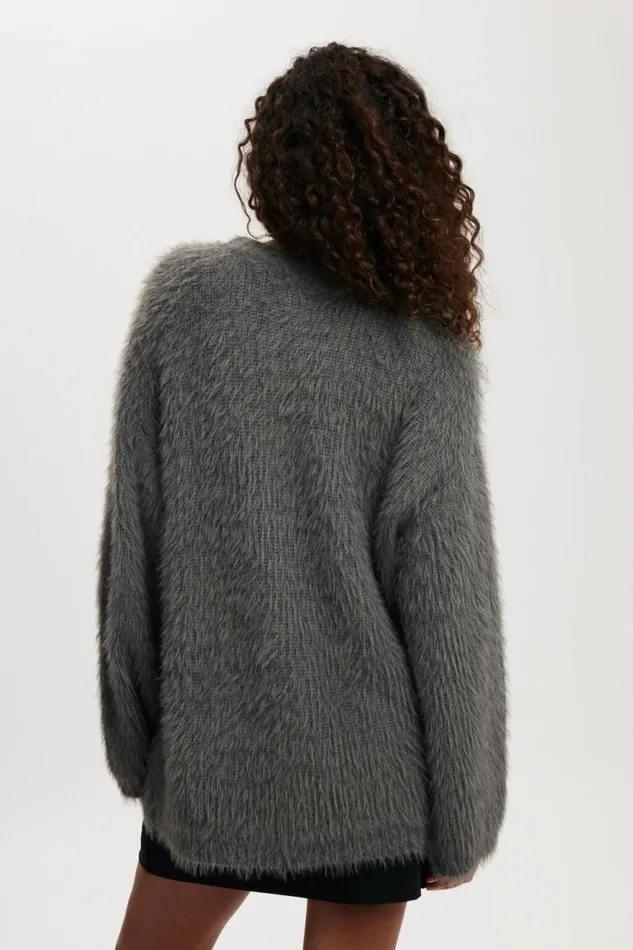 Cotton On SweatersandCardigans Faux Hair Rib Sweater Graphite 8211 Women