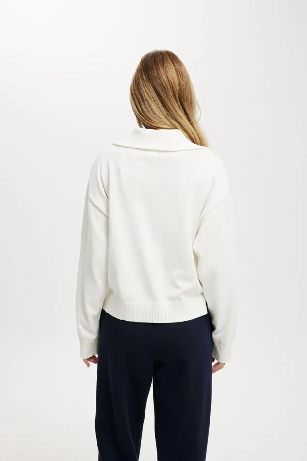 Cotton On SweatersandCardigans Preppy Half Zip Sweater White 8211 Women