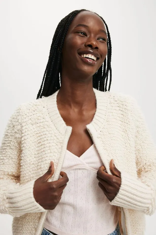 Cotton On SweatersandCardigans Shaggy Crew Texture Cardigan Stone 8211 Women Cotton On SweatersandCardigans Shaggy Crew Texture Cardigan Stone 8211 Women