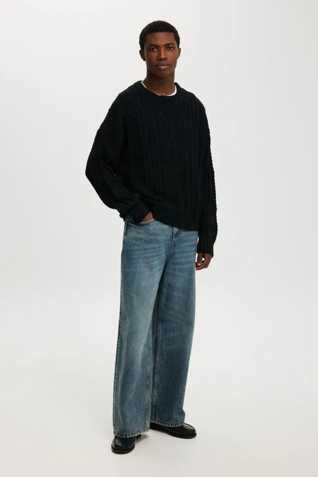 Cotton On Sweaters Cable Knit Crew Black Cable 8211 Men Cotton On Sweaters Cable Knit Crew Black Cable 8211 Men
