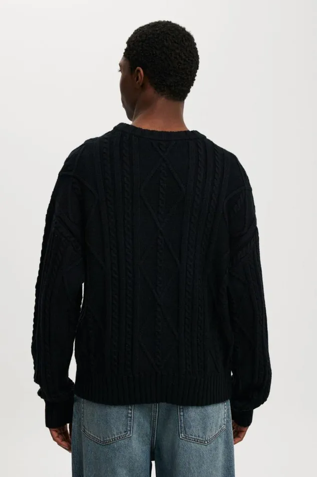 Cotton On Sweaters Cable Knit Crew Black Cable 8211 Men Cotton On Sweaters Cable Knit Crew Black Cable 8211 Men