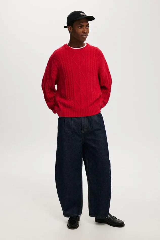 Cotton On Sweaters Cable Knit Crew Red Cable 8211 Men Cotton On Sweaters Cable Knit Crew Red Cable 8211 Men
