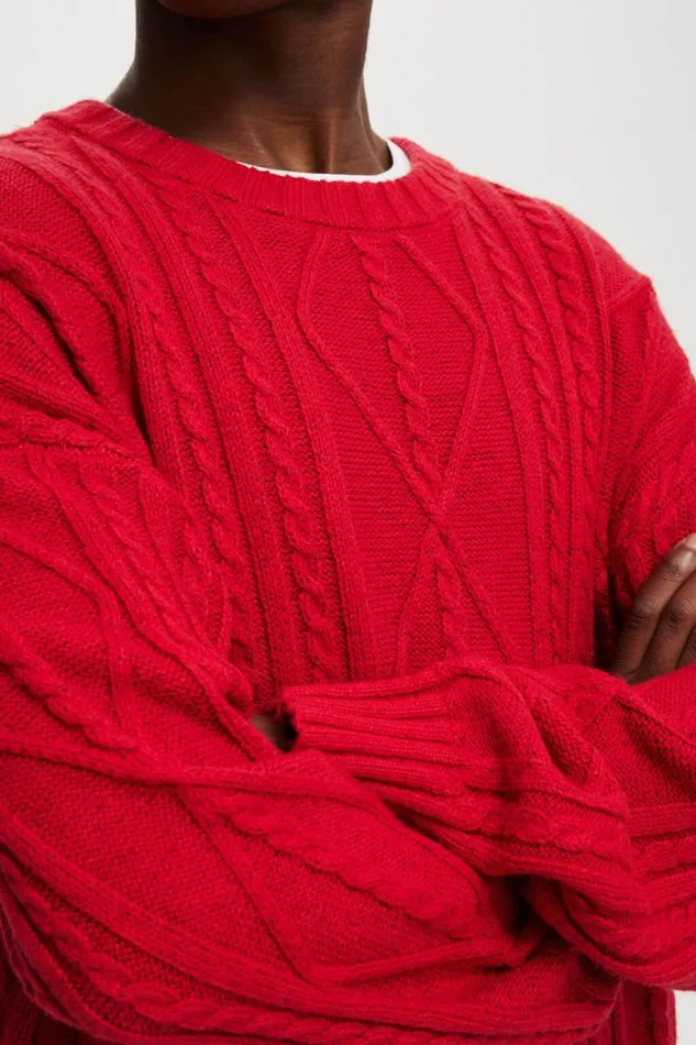 Cotton On Sweaters Cable Knit Crew Red Cable 8211 Men Cotton On Sweaters Cable Knit Crew Red Cable 8211 Men