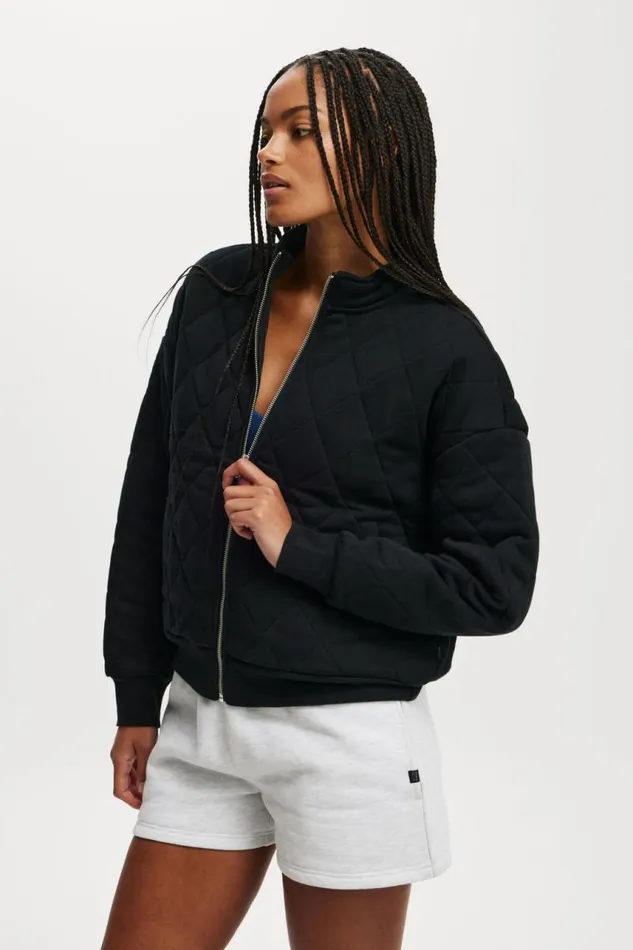 Cotton On SweatsandHoodies Active Quilted Zip Through Black 8211 Women