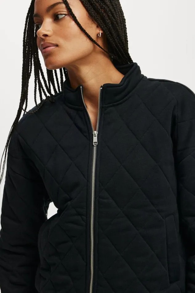 Cotton On SweatsandHoodies Active Quilted Zip Through Black 8211 Women