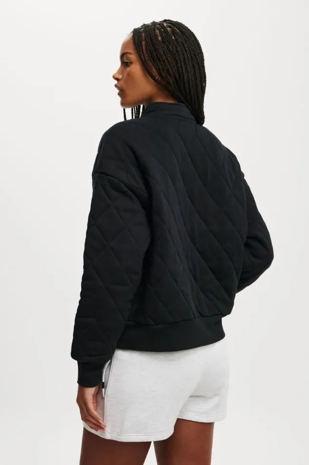 Cotton On SweatsandHoodies Active Quilted Zip Through Black 8211 Women