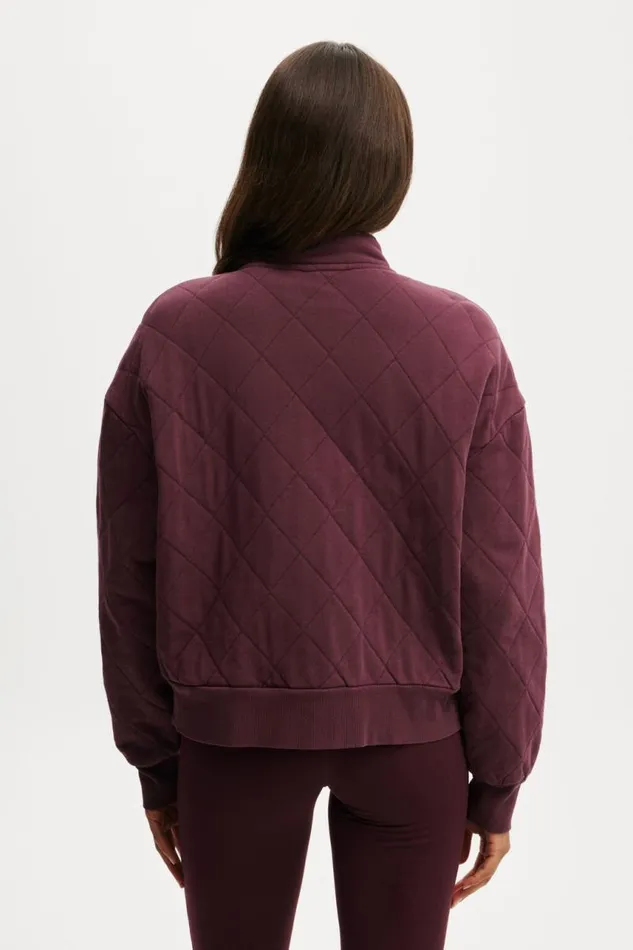 Cotton On SweatsandHoodies Active Quilted Zip Through Washed Dark Oak 8211 Women