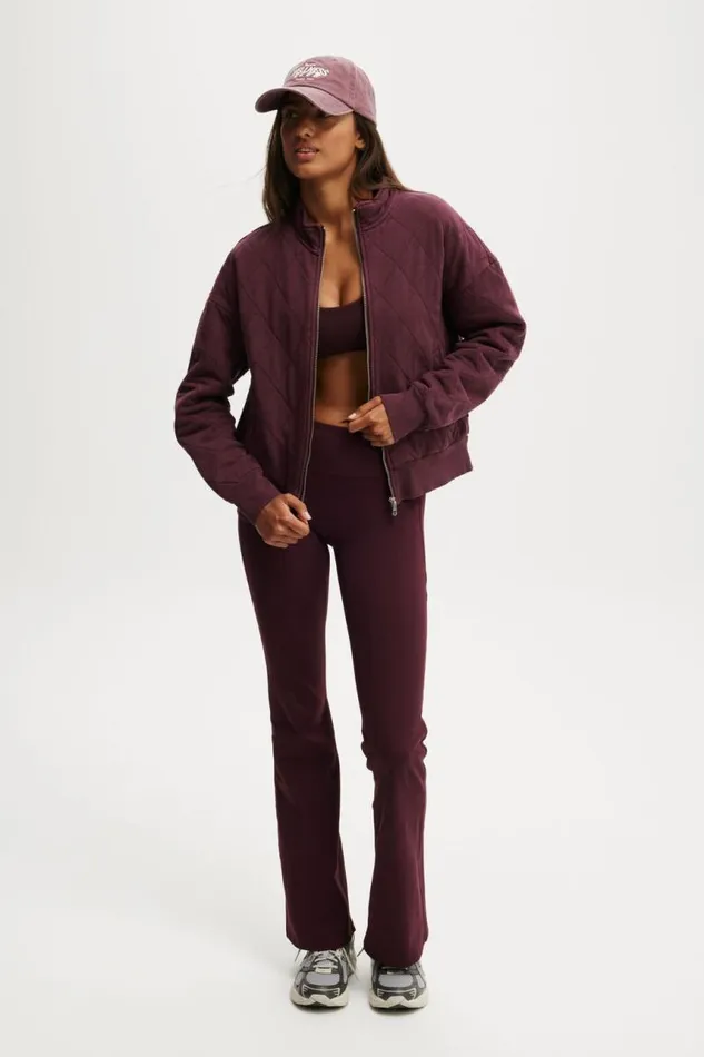 Cotton On SweatsandHoodies Active Quilted Zip Through Washed Dark Oak 8211 Women