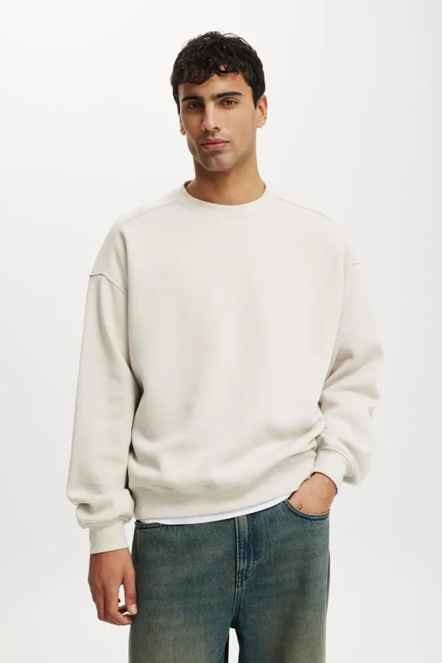 Cotton On Sweats and Hoodies Box Fit Crew Sweater Bone 8211 Men