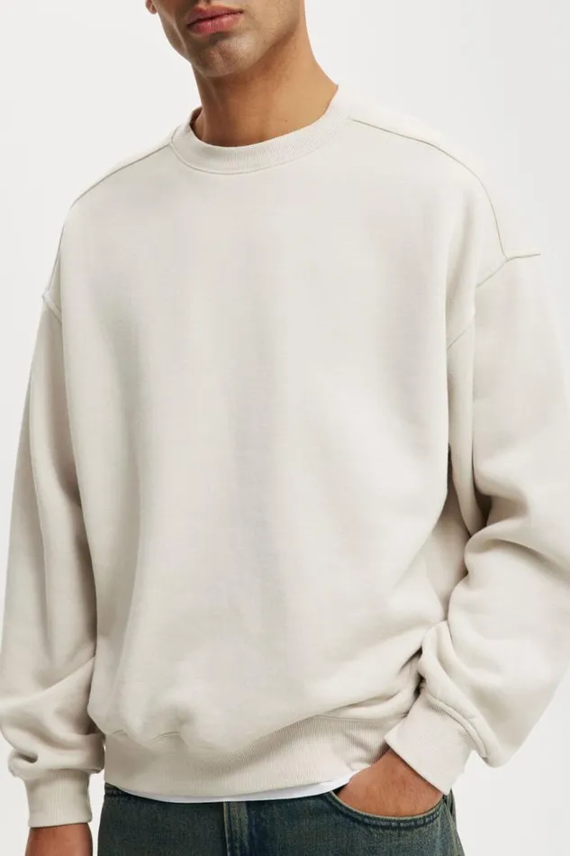 Cotton On Sweats and Hoodies Box Fit Crew Sweater Bone 8211 Men Cotton On Sweats and Hoodies Box Fit Crew Sweater Bone 8211 Men
