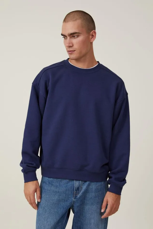 Cotton On Sweats and Hoodies Box Fit Crew Sweater Indigo 8211 Men