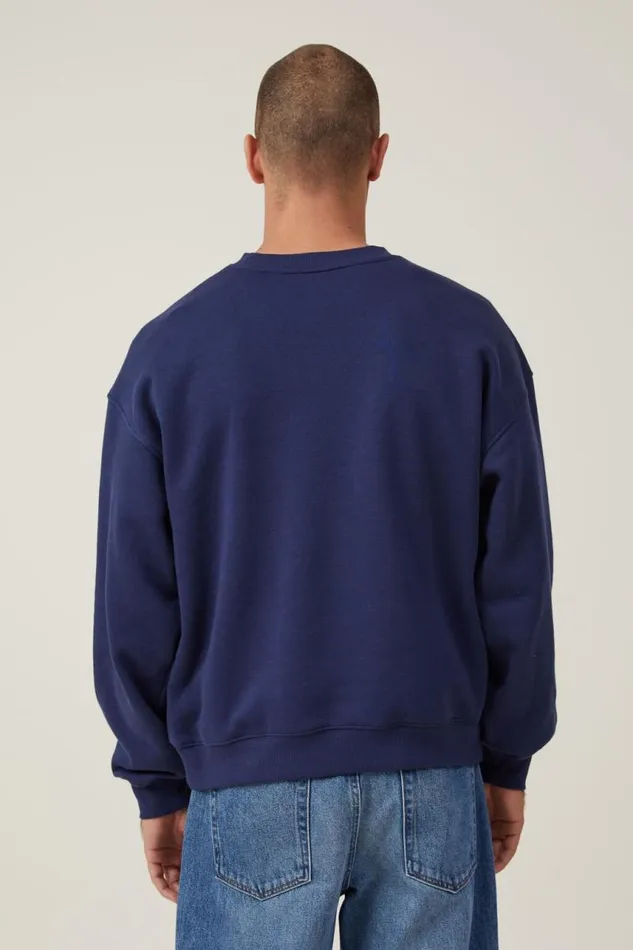 Cotton On Sweats and Hoodies Box Fit Crew Sweater Indigo 8211 Men Cotton On Sweats and Hoodies Box Fit Crew Sweater Indigo 8211 Men
