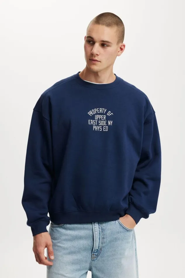 Cotton On Sweats and Hoodies Box Fit Graphic Crew Sweater Indigoproperty Of 8211 Men