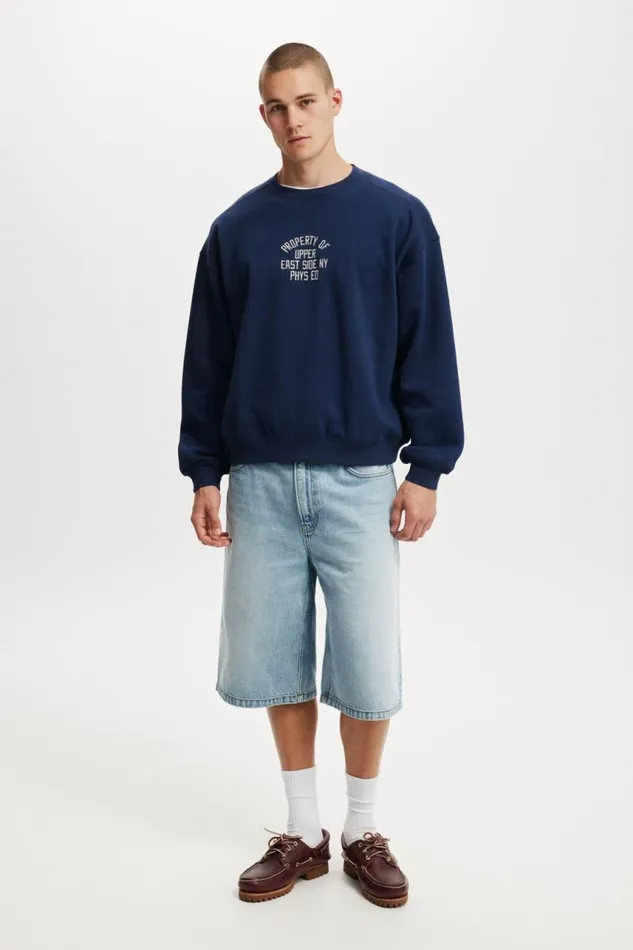 Cotton On Sweats and Hoodies Box Fit Graphic Crew Sweater Indigoproperty Of 8211 Men Cotton On Sweats and Hoodies Box Fit Graphic Crew Sweater Indigoproperty Of 8211 Men