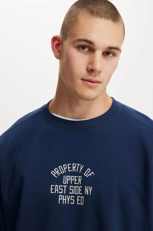 Cotton On Sweats and Hoodies Box Fit Graphic Crew Sweater Indigoproperty Of 8211 Men Cotton On Sweats and Hoodies Box Fit Graphic Crew Sweater Indigoproperty Of 8211 Men