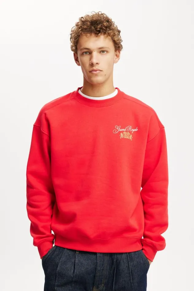 Cotton On Sweats and Hoodies Box Fit Graphic Crew Sweater Poppygrand Royal 8211 Men