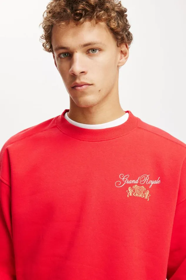 Cotton On Sweats and Hoodies Box Fit Graphic Crew Sweater Poppygrand Royal 8211 Men Cotton On Sweats and Hoodies Box Fit Graphic Crew Sweater Poppygrand Royal 8211 Men