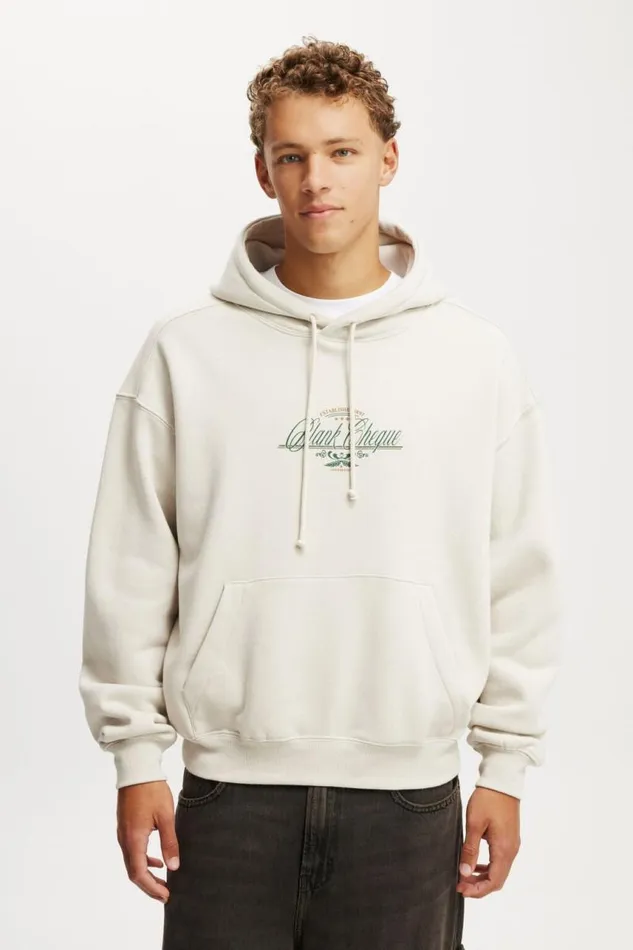 Cotton On Sweats and Hoodies Box Fit Graphic Hoodie Boneblank Cheque 8211 Men