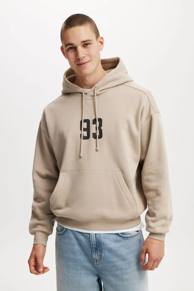 Cotton On Sweats and Hoodies Box Fit Graphic Hoodie Gravel Stone93 8211 Men