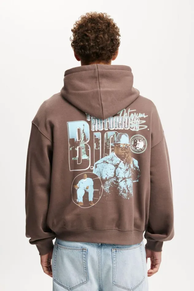 Cotton On Sweats and Hoodies Box Fit Music Hoodie Lcn Mt Washed Chocolatebiggie 8211 Brooklyn 8211 Men Cotton On Sweats and Hoodies Box Fit Music Hoodie Lcn Mt Washed Chocolatebiggie 8211 Brooklyn 8211 Men
