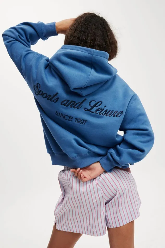 Cotton On SweatsandHoodies Classic Fleece Graphic Hoodie Beckley Houseazure Blue 8211 Women Cotton On SweatsandHoodies Classic Fleece Graphic Hoodie Beckley Houseazure Blue 8211 Women