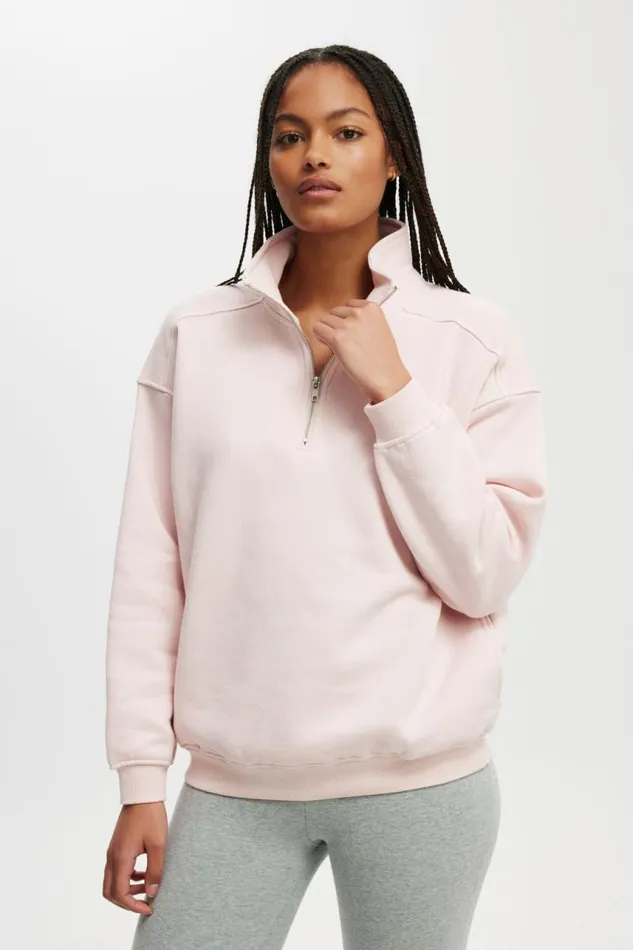 Cotton On SweatsandHoodies Classic Fleece Oversized Half Zip Sweatshirt Soft Pink 8211 Women Cotton On SweatsandHoodies Classic Fleece Oversized Half Zip Sweatshirt Soft Pink 8211 Women