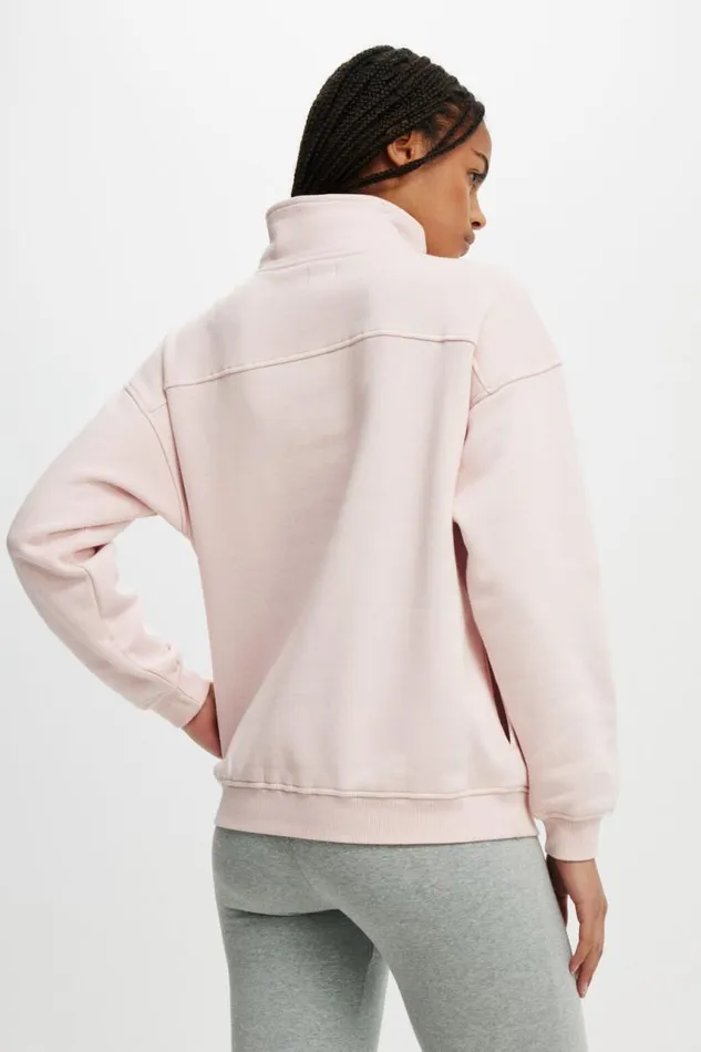 Cotton On SweatsandHoodies Classic Fleece Oversized Half Zip Sweatshirt Soft Pink 8211 Women Cotton On SweatsandHoodies Classic Fleece Oversized Half Zip Sweatshirt Soft Pink 8211 Women