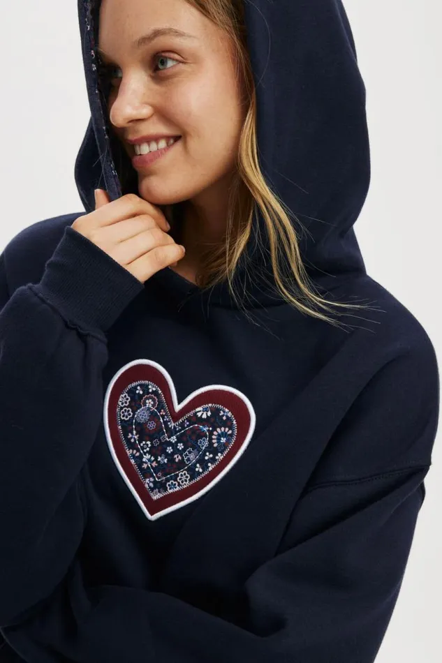 Cotton On SweatsandHoodies Classic Hoodie With Liberty Fabric Graphic Heart Total Eclipse 8211 Women Cotton On SweatsandHoodies Classic Hoodie With Liberty Fabric Graphic Heart Total Eclipse 8211 Women