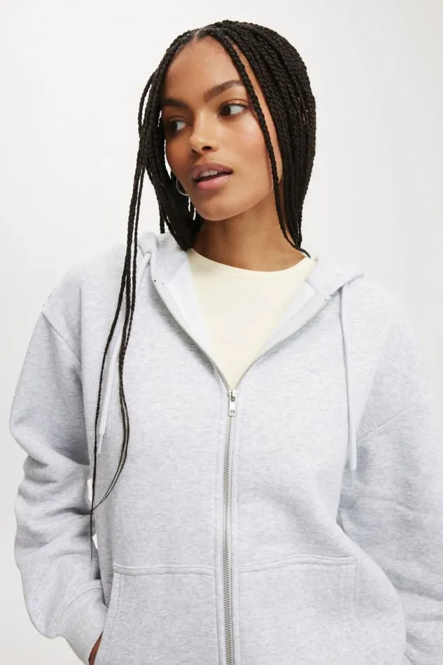 Cotton On SweatsandHoodies Classic ZipThrough Hoodie Soft Grey Marle 8211 Women Cotton On SweatsandHoodies Classic ZipThrough Hoodie Soft Grey Marle 8211 Women