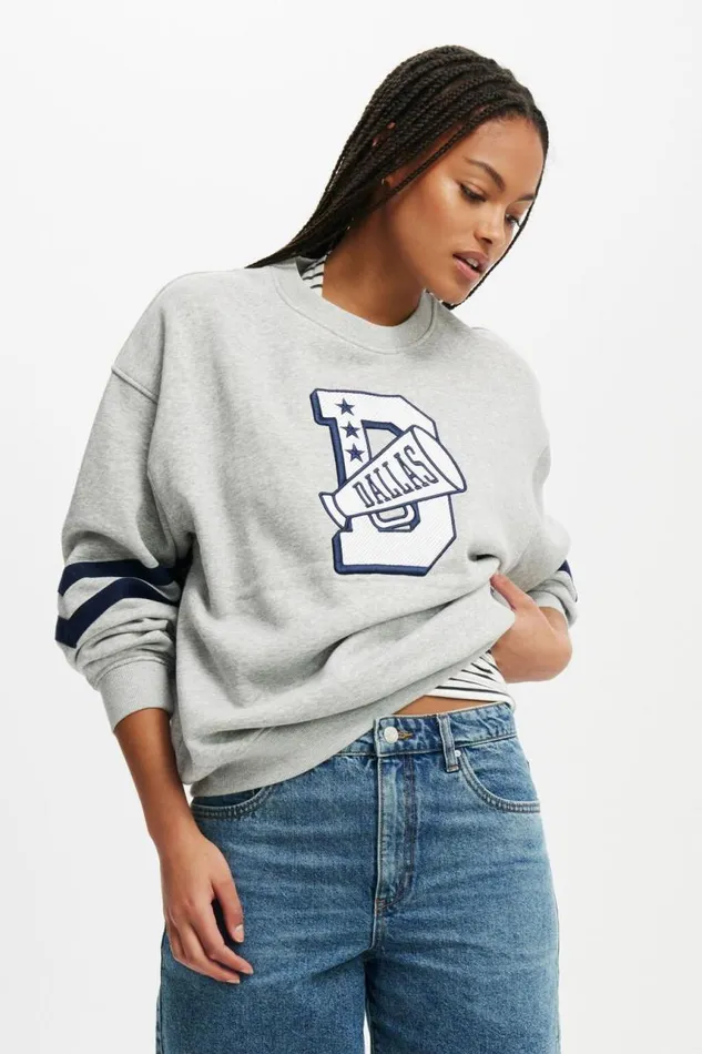 Cotton On SweatsandHoodies Dallas Cowboys Crew Sweatshirt Lcn Dal Dallas Cowboys Megaphone Grey Marle 8211 Women Cotton On SweatsandHoodies Dallas Cowboys Crew Sweatshirt Lcn Dal Dallas Cowboys Megaphone Grey Marle 8211 Women
