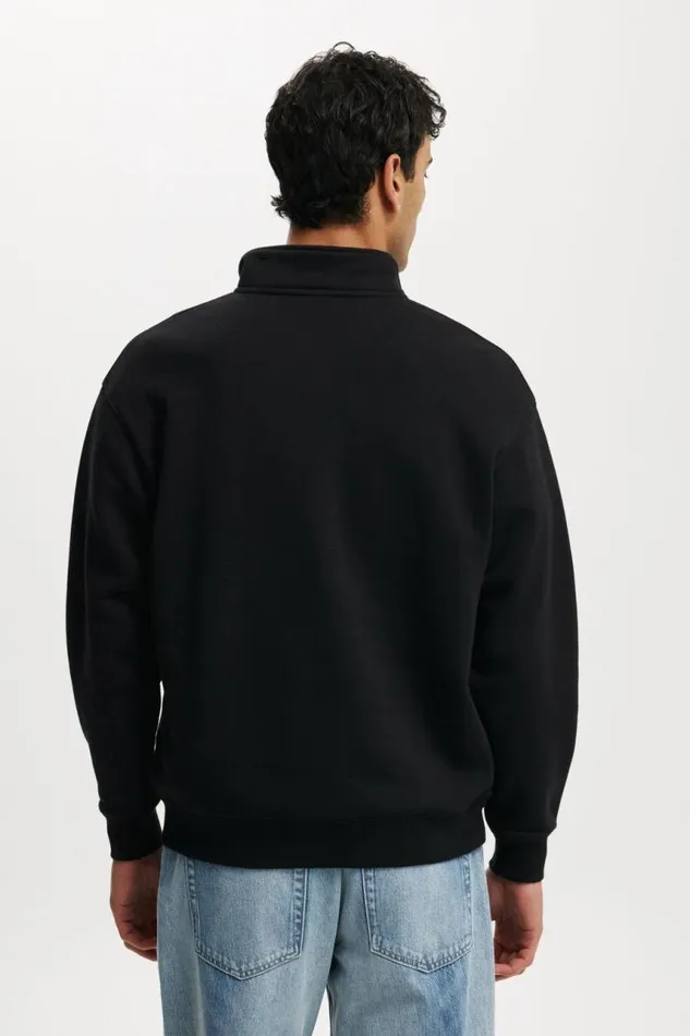 Cotton On Sweats and Hoodies Graphic 14 Zip Fleece Black Avenue Script 8211 Men Cotton On Sweats and Hoodies Graphic 14 Zip Fleece Black Avenue Script 8211 Men