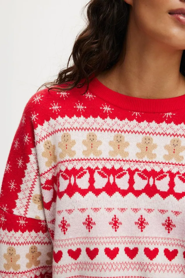 Cotton On SweatsandHoodies Novelty Knitted Jumper Warm Cherrygingerbread Fair Isle 8211 Women