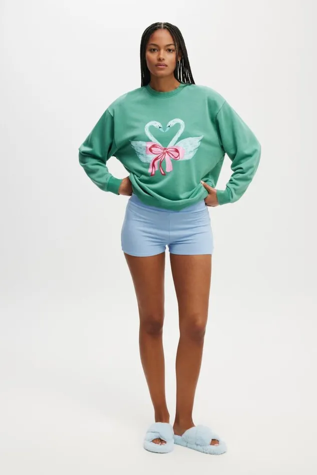 Cotton On SweatsandHoodies Novelty Sleep Fleece Bottle Green Swans 8211 Women Cotton On SweatsandHoodies Novelty Sleep Fleece Bottle Green Swans 8211 Women