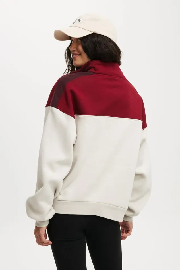 Cotton On SweatsandHoodies Panelled Quarter Zip Sweat Sangria Light Stone 8211 Women Cotton On SweatsandHoodies Panelled Quarter Zip Sweat Sangria Light Stone 8211 Women