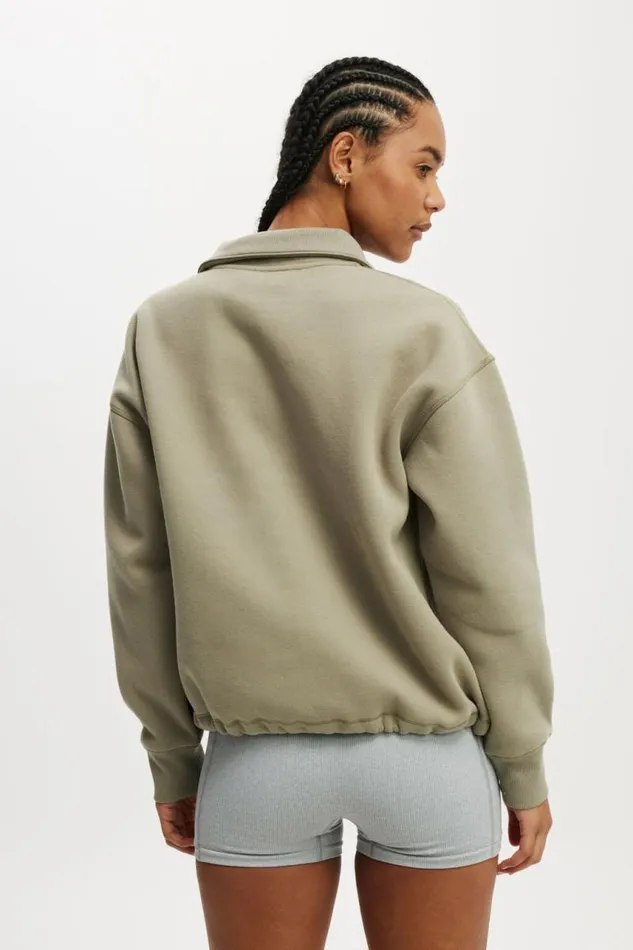 Cotton On SweatsandHoodies Plush Essential Half Zip Jumper Dusty Khaki 8211 Women Cotton On SweatsandHoodies Plush Essential Half Zip Jumper Dusty Khaki 8211 Women