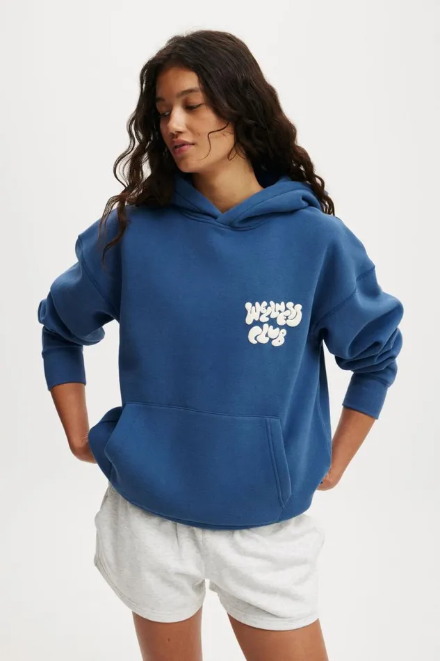 Cotton On SweatsandHoodies Plush Premium Graphic Hoodie Deep Bluewellness Club Coconut Milk 8211 Women Cotton On SweatsandHoodies Plush Premium Graphic Hoodie Deep Bluewellness Club Coconut Milk 8211 Women