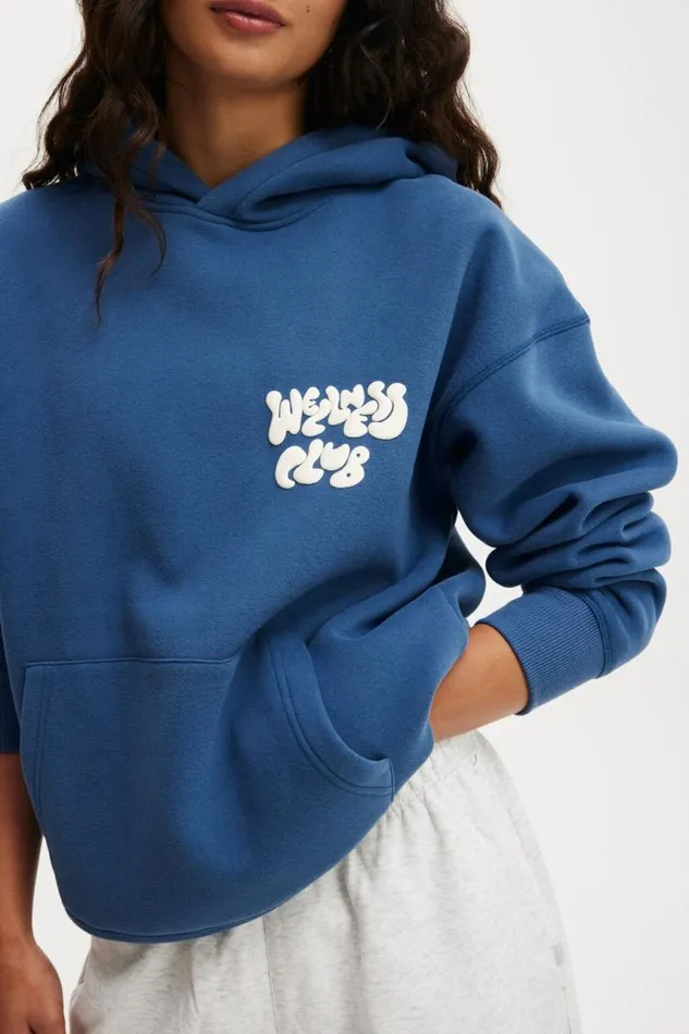 Cotton On SweatsandHoodies Plush Premium Graphic Hoodie Deep Bluewellness Club Coconut Milk 8211 Women Cotton On SweatsandHoodies Plush Premium Graphic Hoodie Deep Bluewellness Club Coconut Milk 8211 Women
