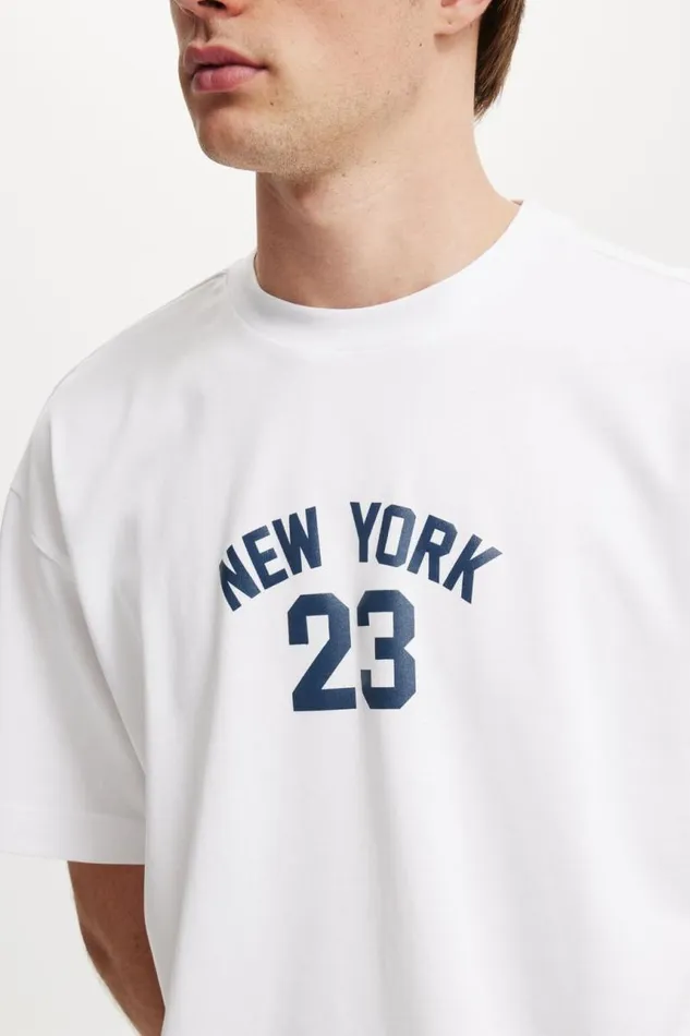 Cotton On Tees and Tanks Box Fit College TShirt Whitenew York 23 Navy 8211 Men Cotton On Tees and Tanks Box Fit College TShirt Whitenew York 23 Navy 8211 Men