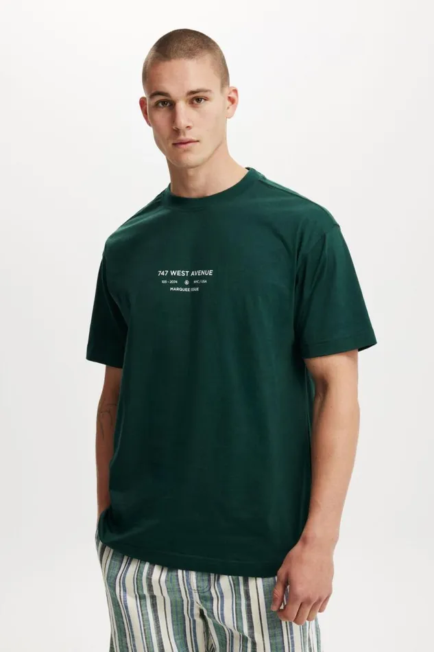 Cotton On Tees and Tanks Box Fit Easy TShirt Pineneedle Green747 West Avenue 8211 Men