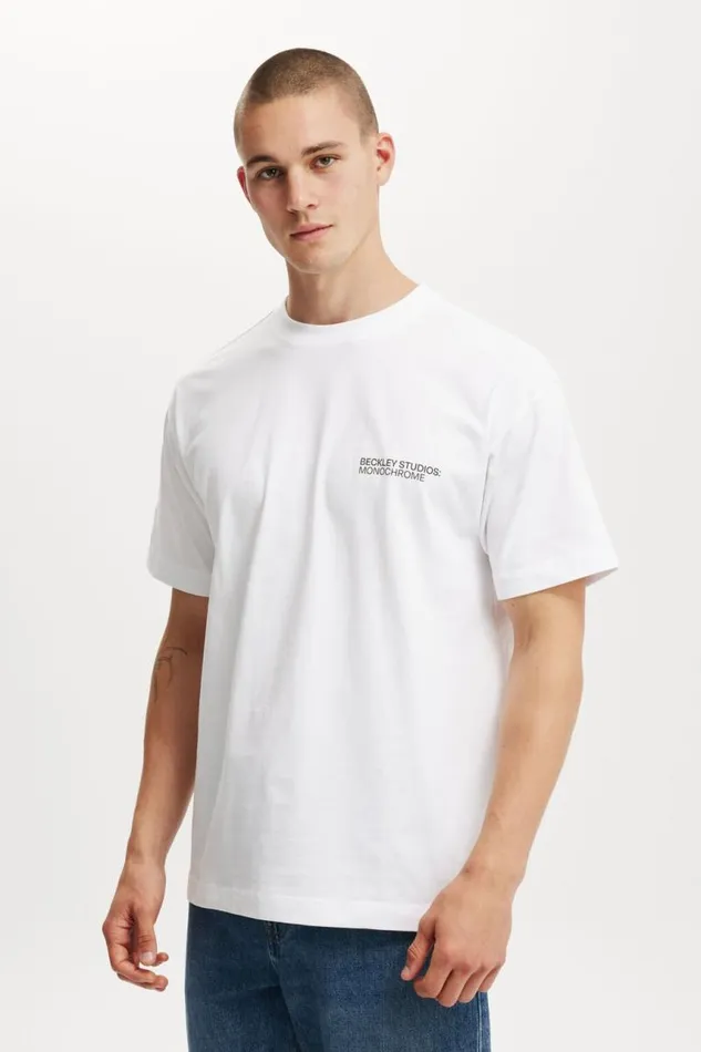 Cotton On Tees and Tanks Box Fit Easy TShirt Whitebeckley Monochrome Curated 8211 Men