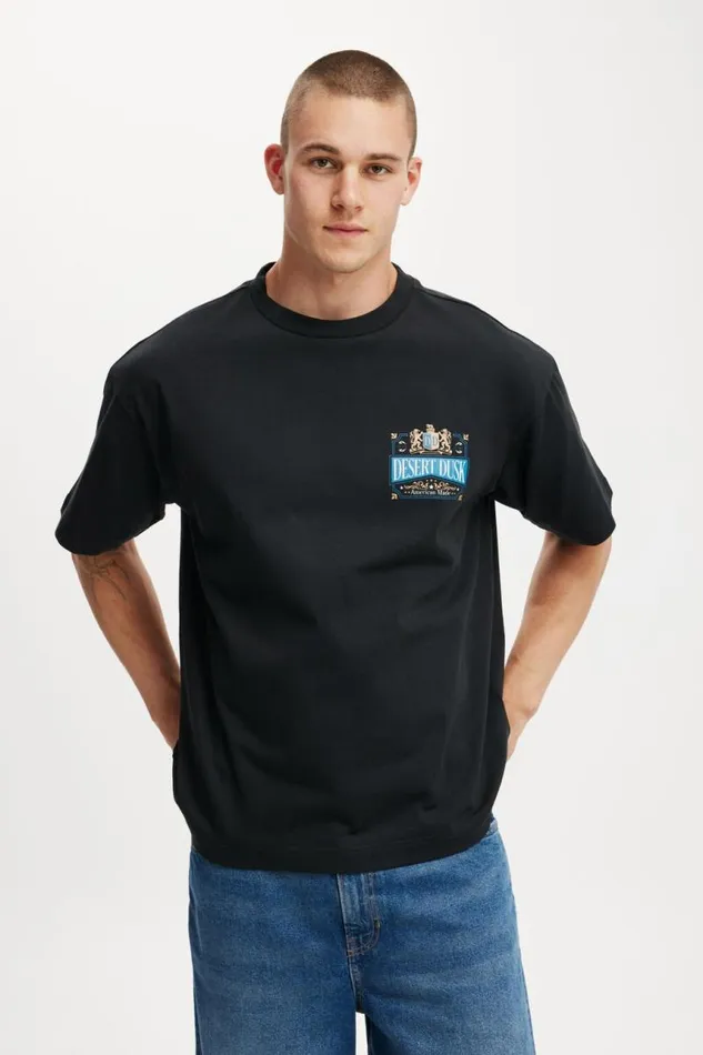 Cotton On Tees and Tanks Box Fit Graphic TShirt Blackdesert Dusk 8211 Men