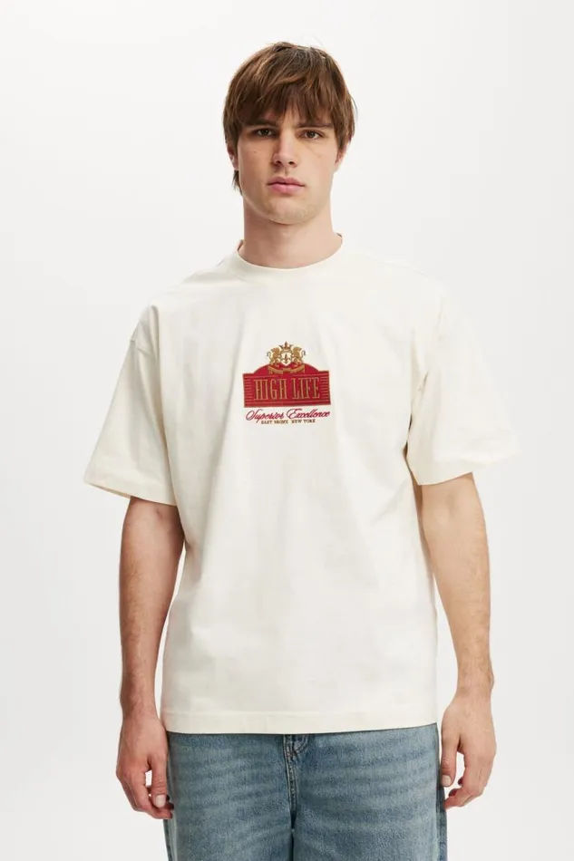 Cotton On Tees and Tanks Box Fit Graphic TShirt Creampuffhigh Life 8211 Men